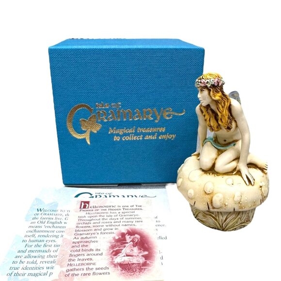 Helleborine Fairy Trinket Box Sitting On Mushroom Isle Gramarye Harmony Kingdom - Picture 1 of 10